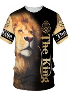 Men's Lion King 3D Digital Printing T-shirt Summer New Round Neck Short-sleeved Clothes Casual Animal Pattern T-shirt DT01-1000724-2XL